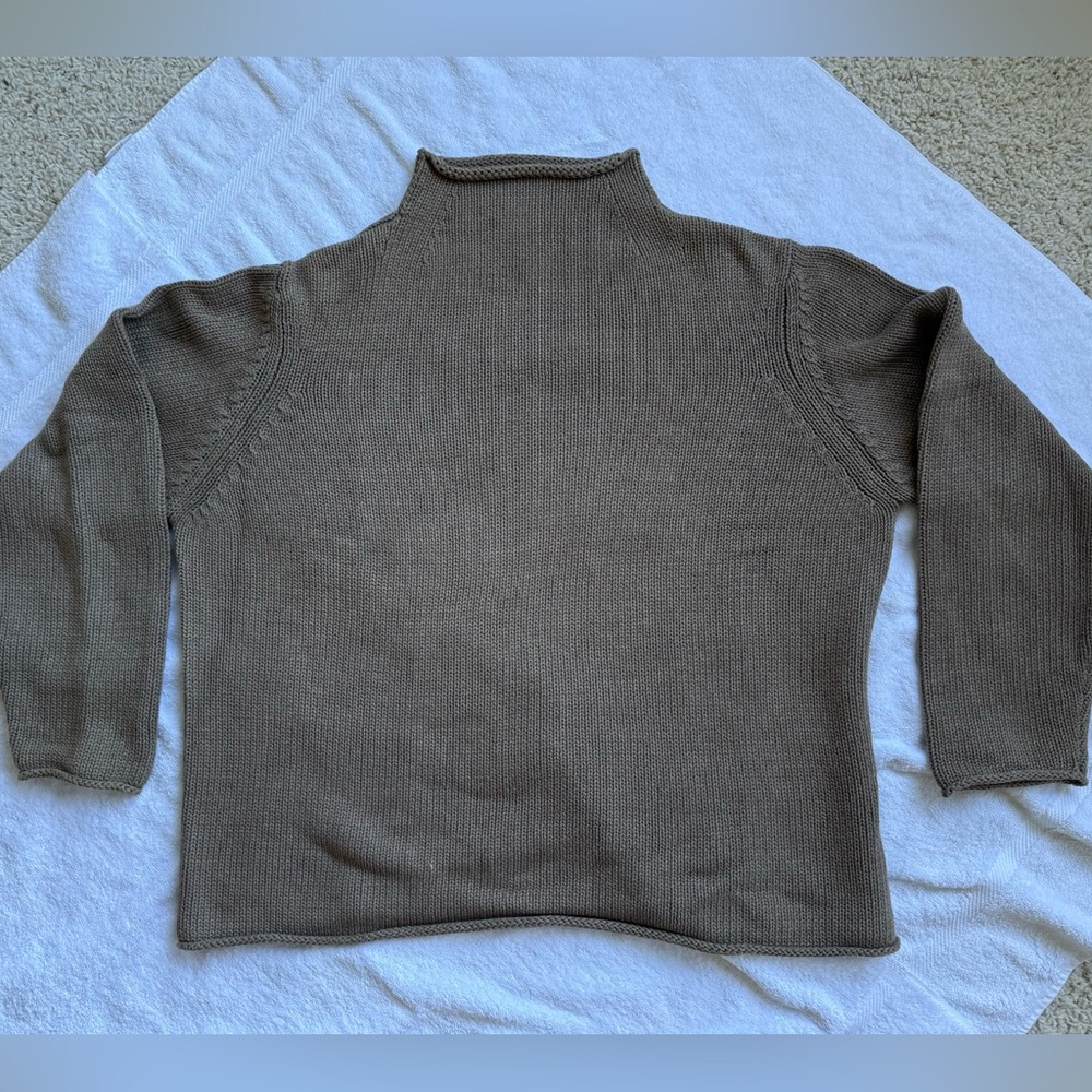 J Crew. XXL Cotton Roll neck sweater.  Tan / khaki color.